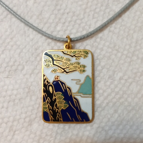 *3/$20* New Cloisonne Pendant choker corded necklace vintage - Picture 3 of 8